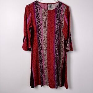 Blank London Dress size L pink animal print with ruffle sleeve